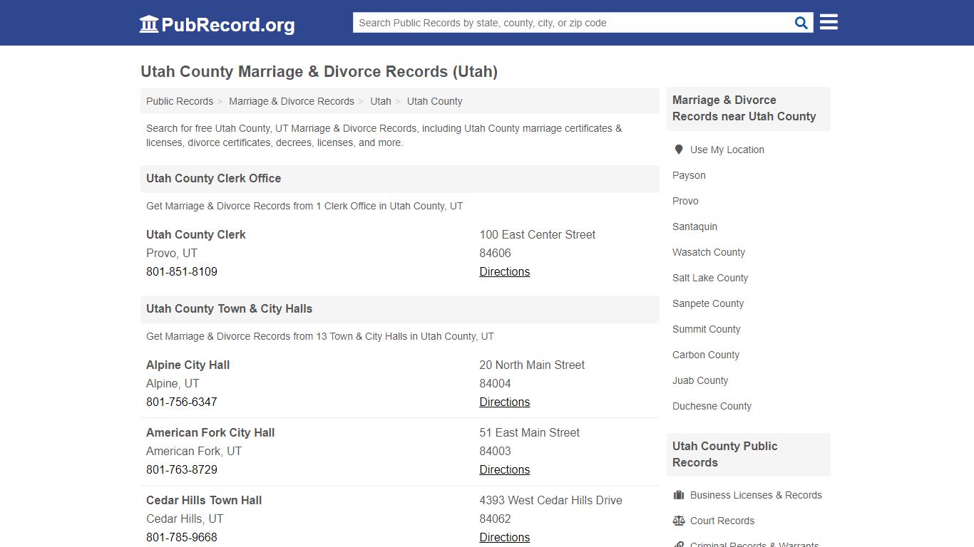 Utah County Marriage & Divorce Records (Utah) - PubRecord.org