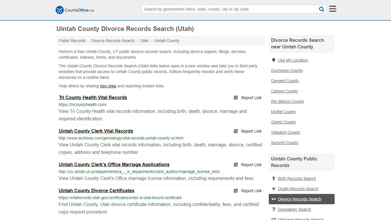Uintah County Divorce Records Search (Utah) - countyoffice.org